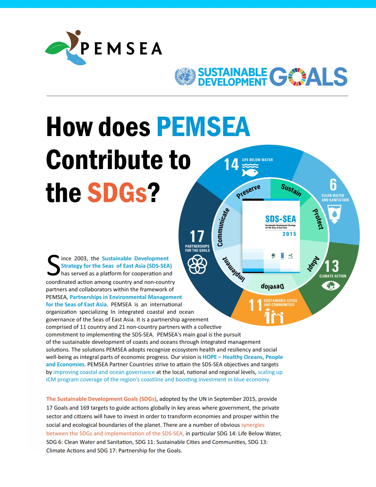 How does PEMSEA Contribute to the SDGs