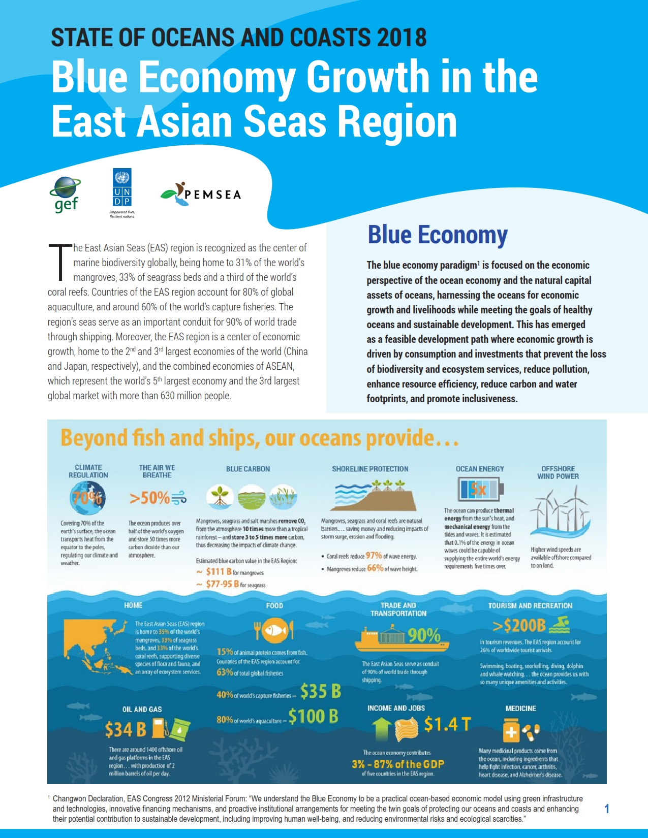 State of Oceans and Coasts 2018 : Blue Economy Growth in the East Asian Region