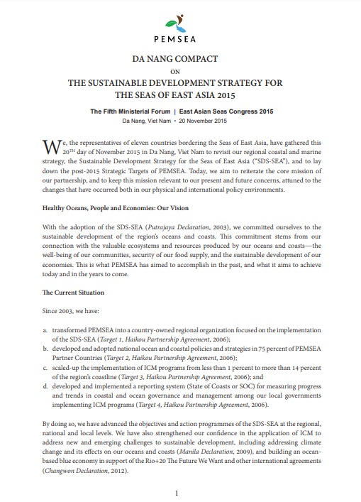 Da Nang Compact on the Sustainable Development Strategy for the Seas of East Asia 2015