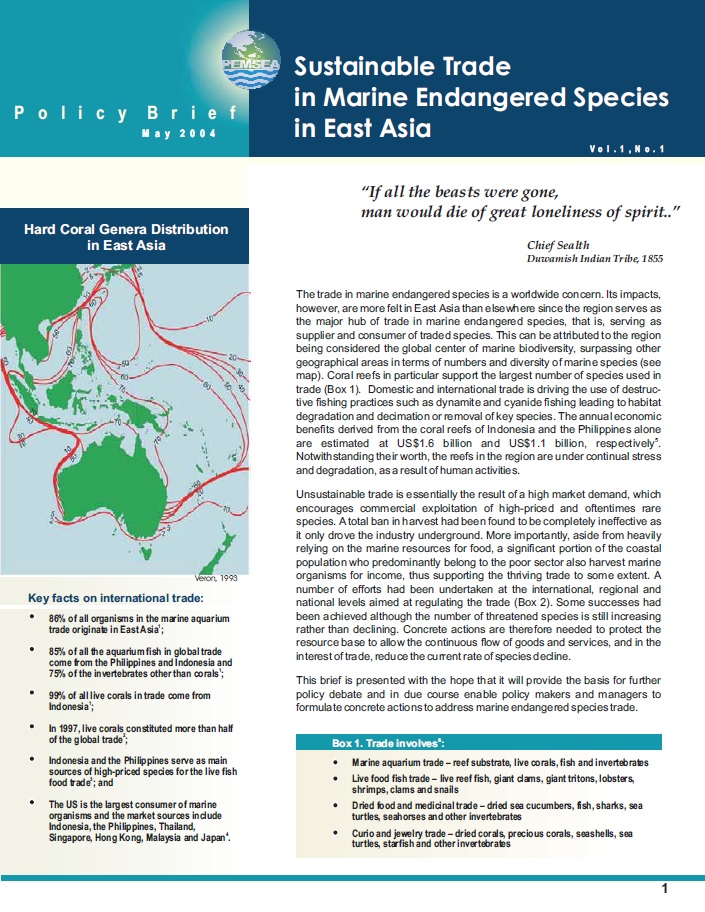 Sustainable Trade in Marine Endangered Species in East Asia