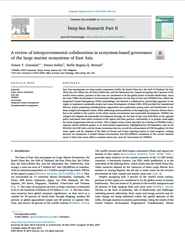 A review of intergovernmental collaboration in ecosystem-based governance of the large marine ecosystems of East Asia