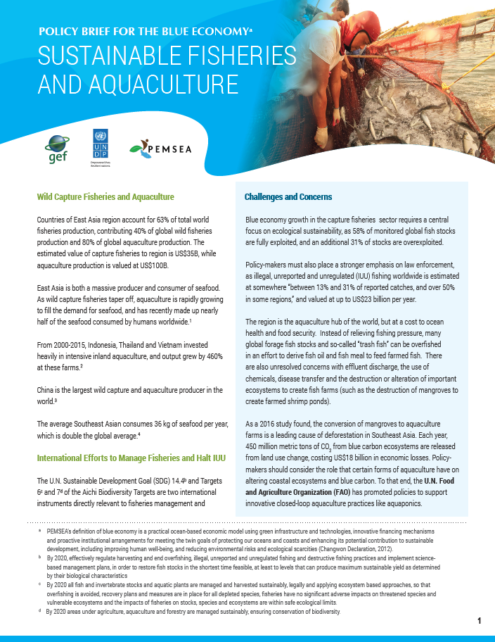 Policy Brief for the Blue Economy - Sustainable Fishing and Aquaculture